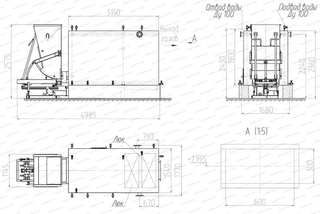 Котел КВм 1.45 МВт с ТШПМ чертеж
